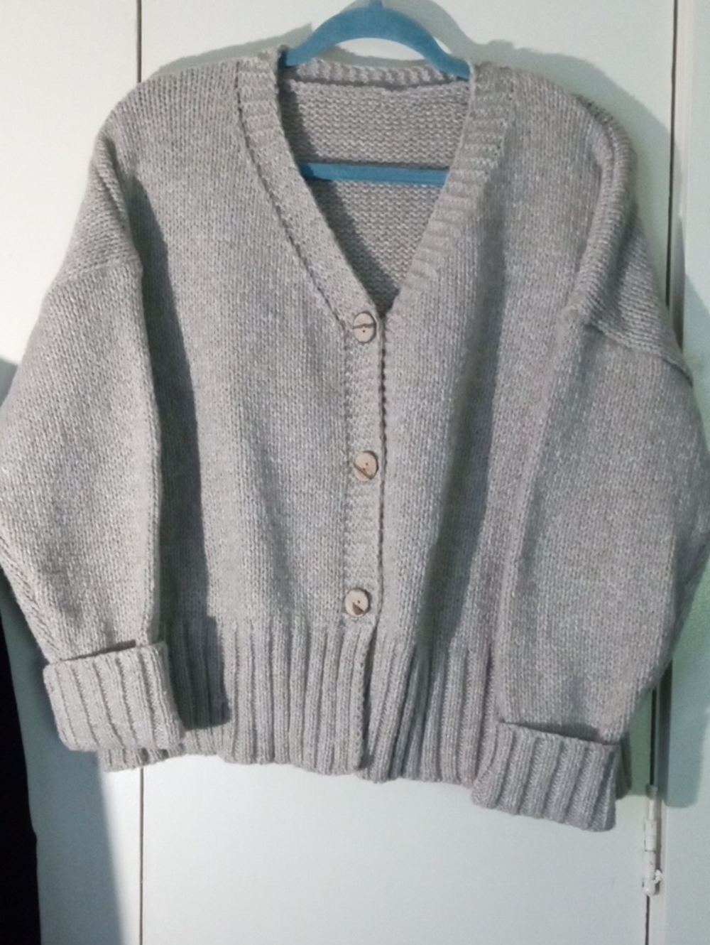 Relaxed V-Neck Button Cardigan Sweater 100% Acrylic Soft 2XL